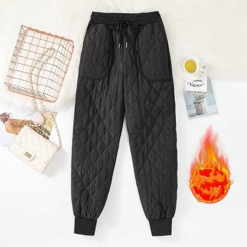 

Женские зимние мягкие брюки свободного кроя, теплая повседневная верхняя одежда, однотонные брюки-галифе с высокой посадкой XS чёрный