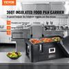 Insulated Food Pan Carrier, 36Qt Capacity, Stackable Catering Hot Box with 3 Stainless Steel Pans, Top Load LLDPE Food Warmer with Elastic Side