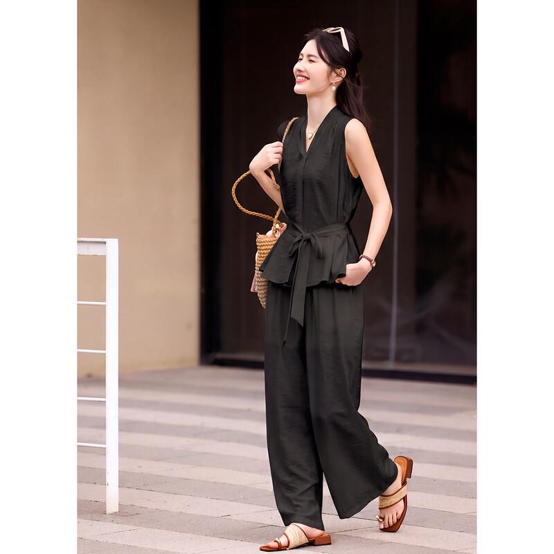 TERRE BLEUE Women's Sleeveless Top & Wide-Leg Pants Set