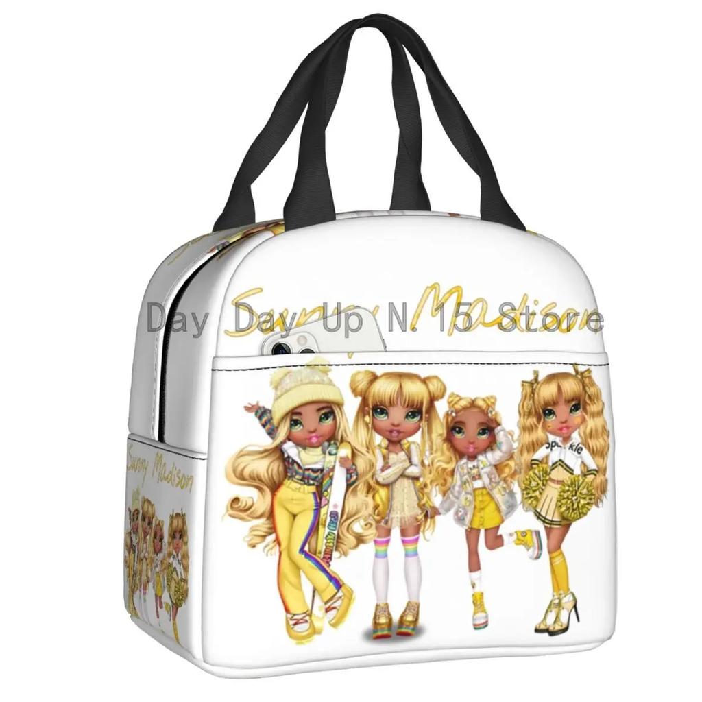 Rainbow High Insulated Lunch Bag for Outdoor Picnic Cartoon Anime Tv Portable Thermal Cooler Lunch Box Women Kids