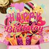 Happy Birthday Pop-Up Card 3D Birthday Gift Box for Women Men Foldable Celebration Greeting Card for Mom Daughter Friend Niece Dad