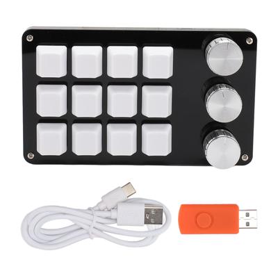 Mini Custom Keypad 12 Keys 3 Knobs Programmable Blue Switch Hot Swappable Programming Macro Keypad