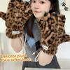 Warm Anime Paws Gloves with Leopard Print Warm Soft Mittens Costume Props for Cold Weather Women Girl Winter Everyday Wear