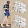 New Summer White Shoes for Female Students Breathable Thick Sole Height-enhancing Casual Street Clapper Shoes