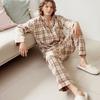 Lunaluz Men S Nova Check Long Sleeve Cotton Collar pajamaS Two Piece