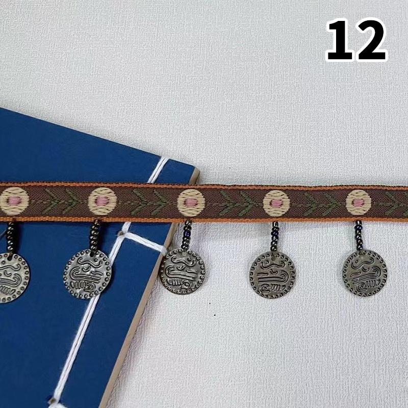 Woven Jacquard Ribbon Lace Tassel Fringe Geometric Figure Pattern for Clothing Straps Accessory Cloth Supplies Diy Sewing 1Yard
