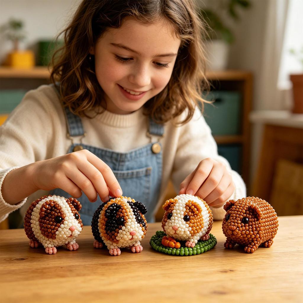 Beaded Animals Handmade Tiny Colorful Cute Toy Set Tiny 3D Beaded Animal Kit For Home House Office Classroom Bedroom Living Room