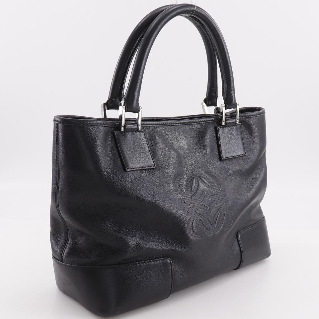 Loewe Amazona Justa Handbag Anagram Black Leather Women Used