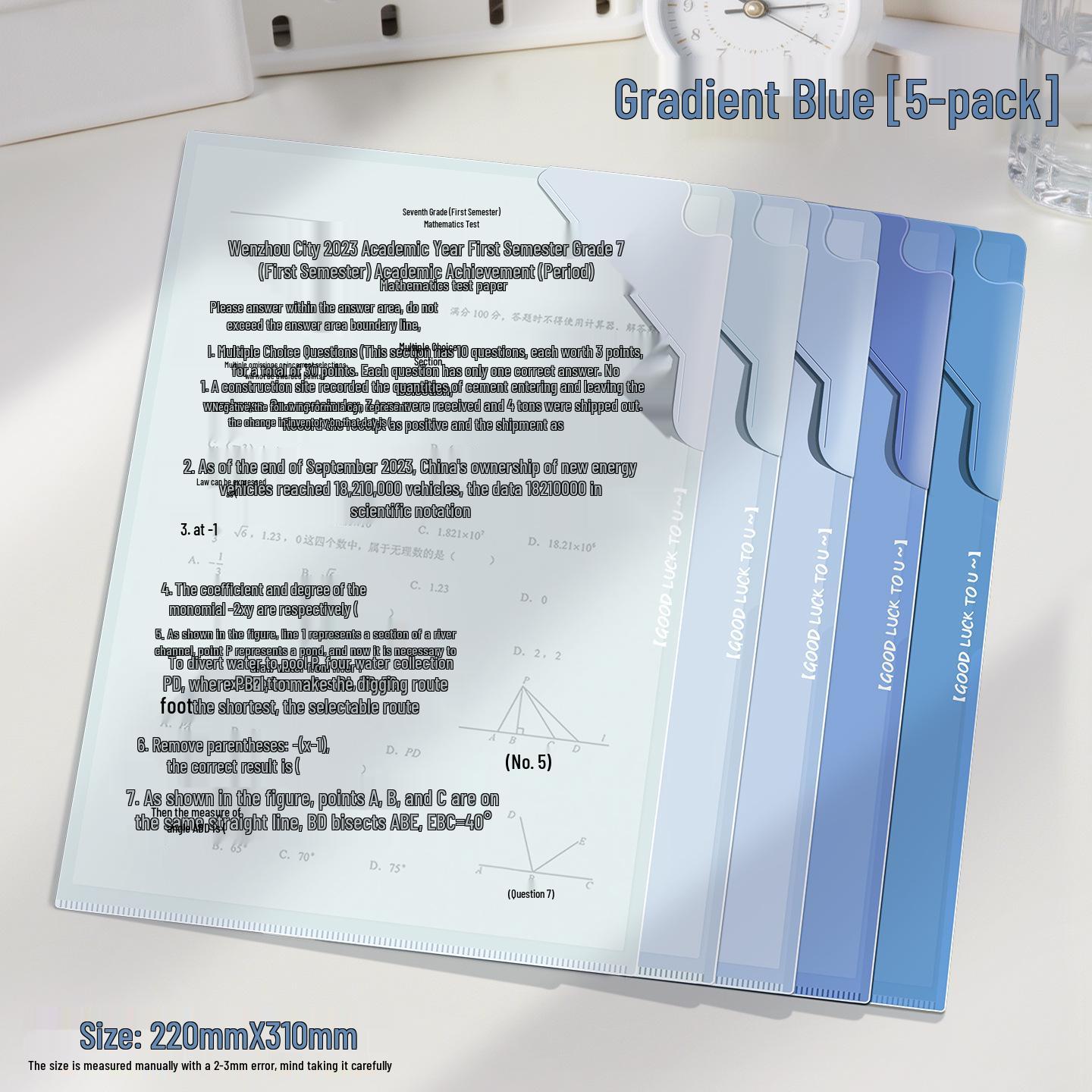 

Полупрозрачный градиентный L-образный зажим для хранения бумаги формата A4 - Водонепроницаемый, Толстый защитный рукав-папка