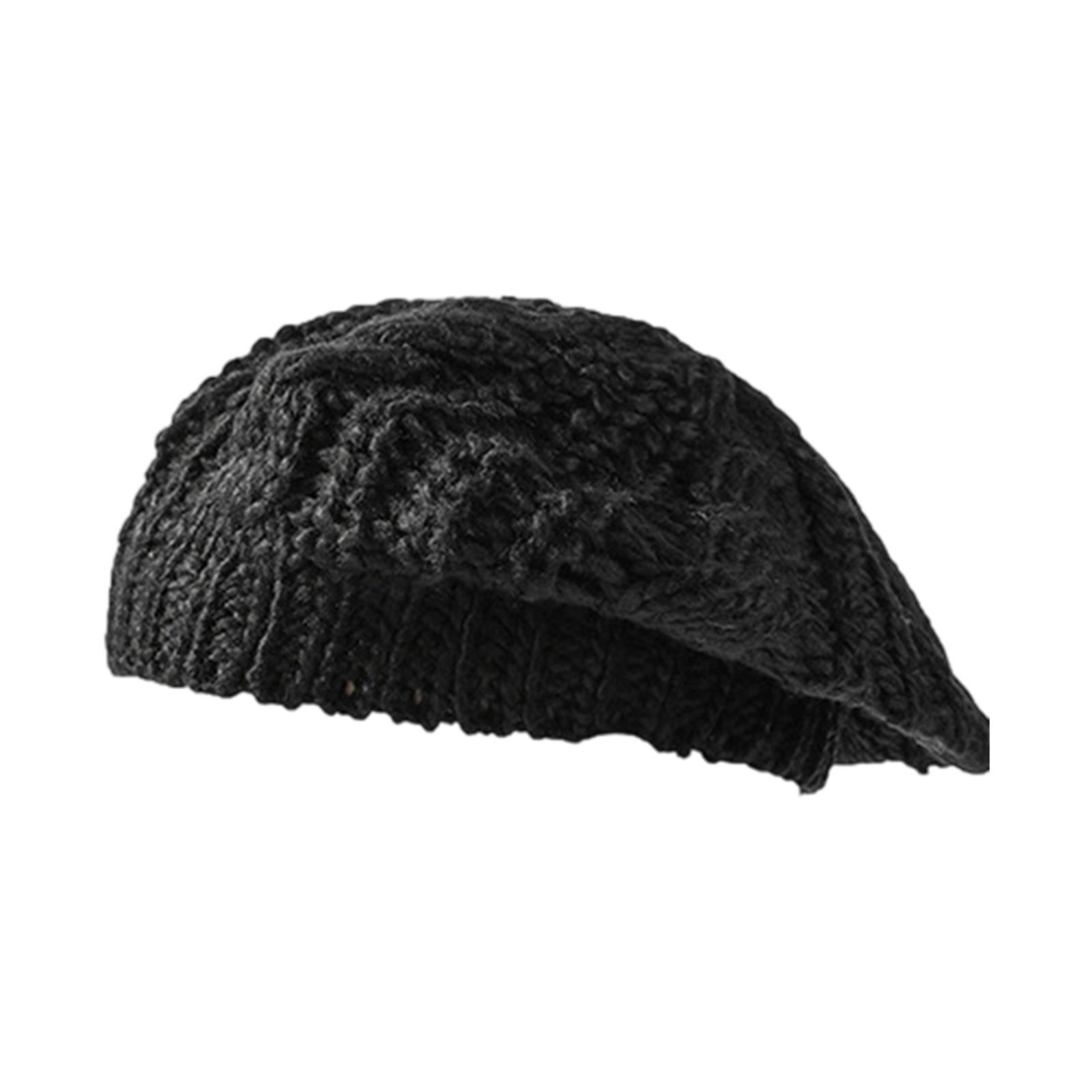 

Solid Color Slouch Hat with Cable Knit Design Soft Warm Acrylic Fibre Comfortable Skull Hat for Women Various Outfit 7