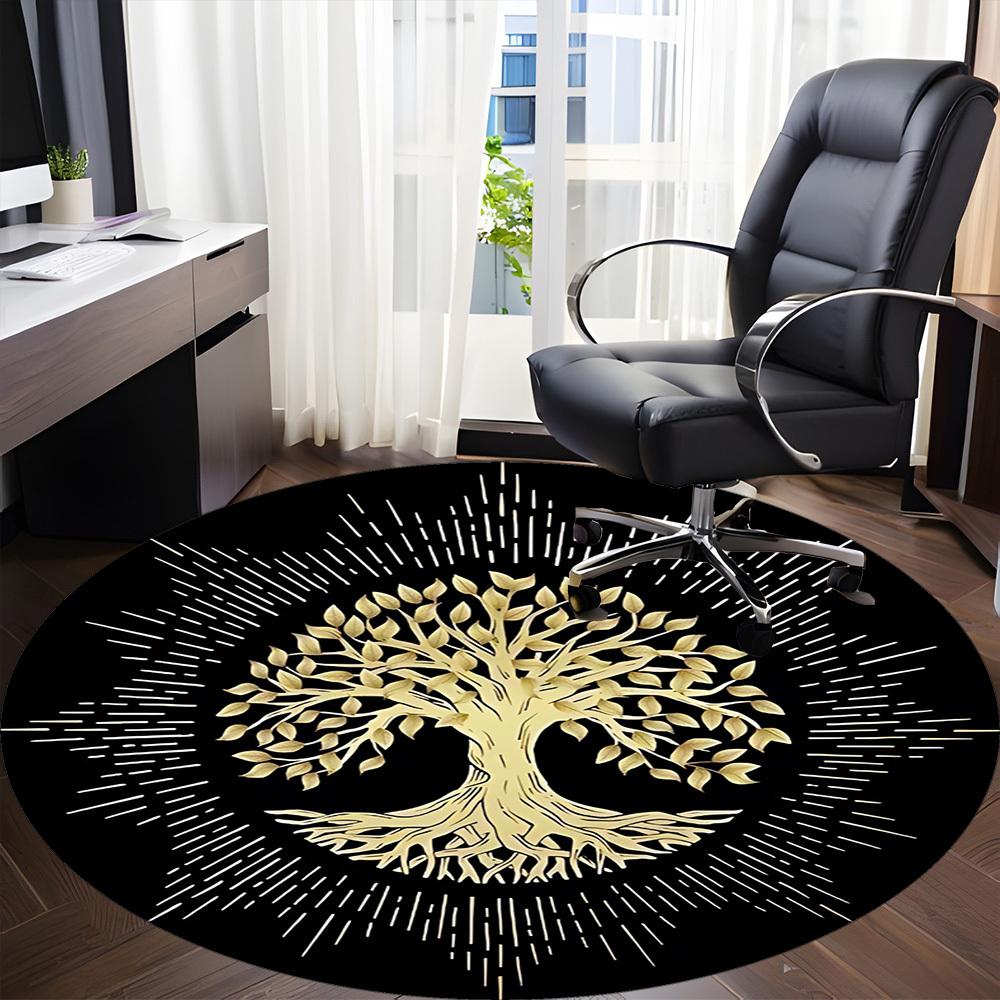 1PC Tree of Life Chair Carpet for Office, Indoor Non-Slip Washable Carpet, Soft Comfortable Mat For Office Room yy250930226