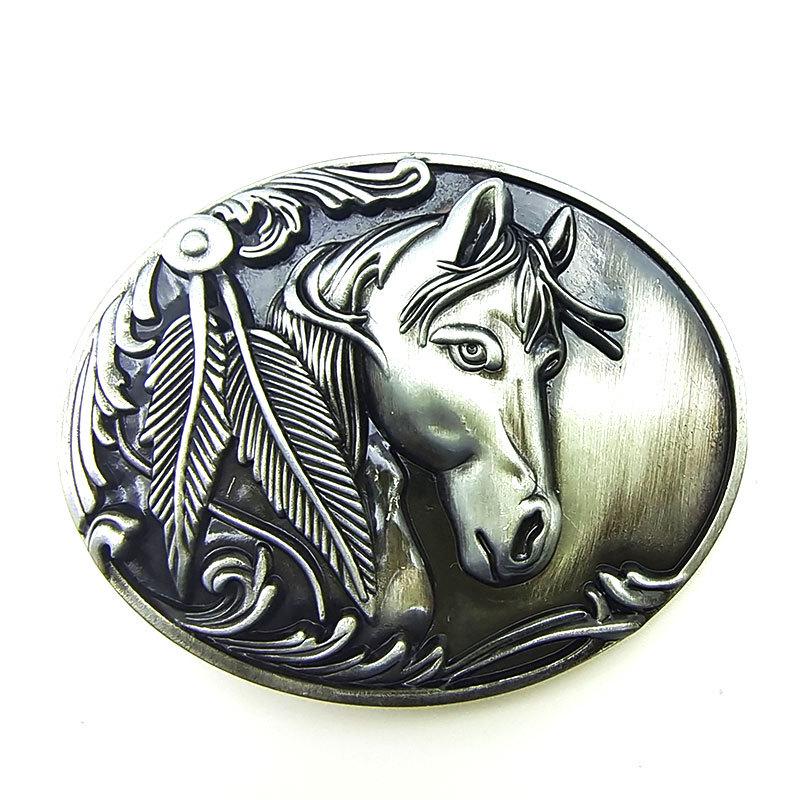 Western Black Glaze Gold Horse Head Oval Belt Buckle - Hot Selling!