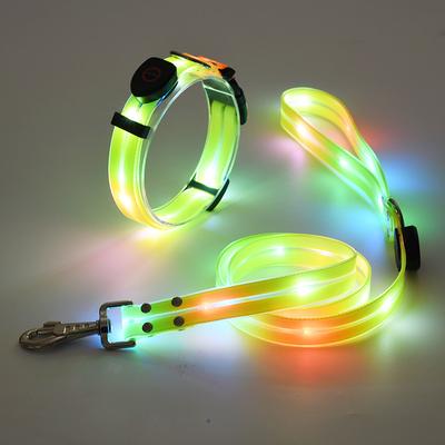 LED Luminous Collar Usb Charging Pet Collar with Light Pvc Laced Webbing Dog Leash Luminous Dog Collar