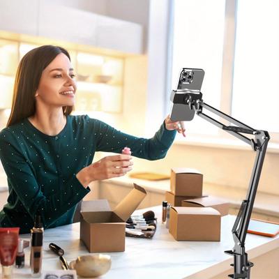 360° Cep Telefonu Standı Tablet Kelepçeleri Döndürülebilir Tutucu Tembel Braket Masa Yüksekliği Ayarlanabilir Yayın Mutfak Yatak Odası