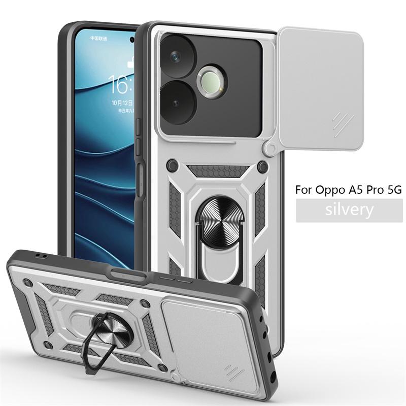 Funda For OPPO A5 Pro 5G Case Shockproof Armor Slide Lens Protector Phone Case For OPPOA5 Pro A5Pro 5G Magnetic Ring Stand Cover