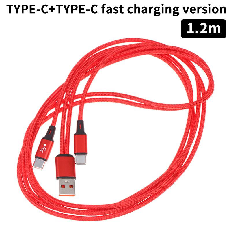 2-in-1 USB C Fast Charging Cable 5A Y Splitter Micro USB Data Cord for Android Phones Tablets Car Travel Use