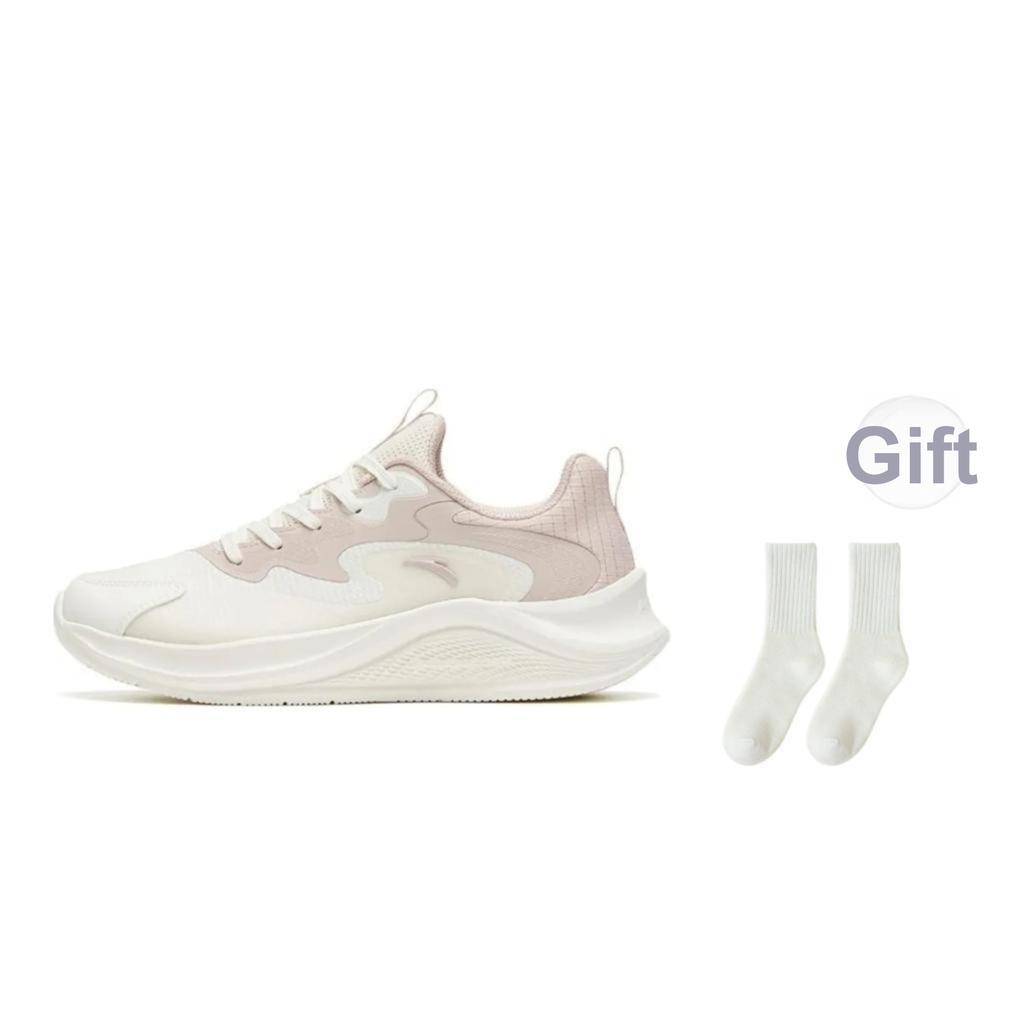 Anta Walking Trendy Non-Slip Durable Low-Top Running Shoes Women Sneaker White Gray 922525558F-6