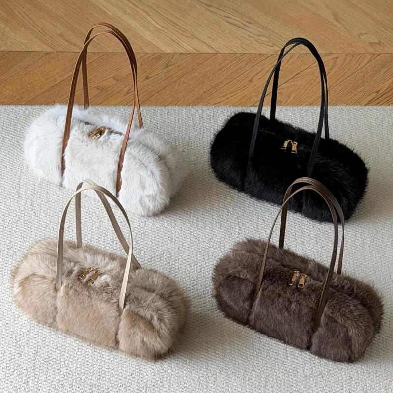 Womens Faux Fur Underarm Bag Handbag Shoulder Minimalist Commuter Fall