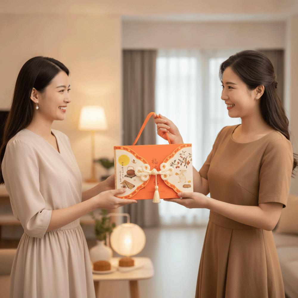 5 Piece 6 Grid Egg Yolk Pastry Gift Box with Tassel Cookies Packaging Box Mid-Autumn Festival