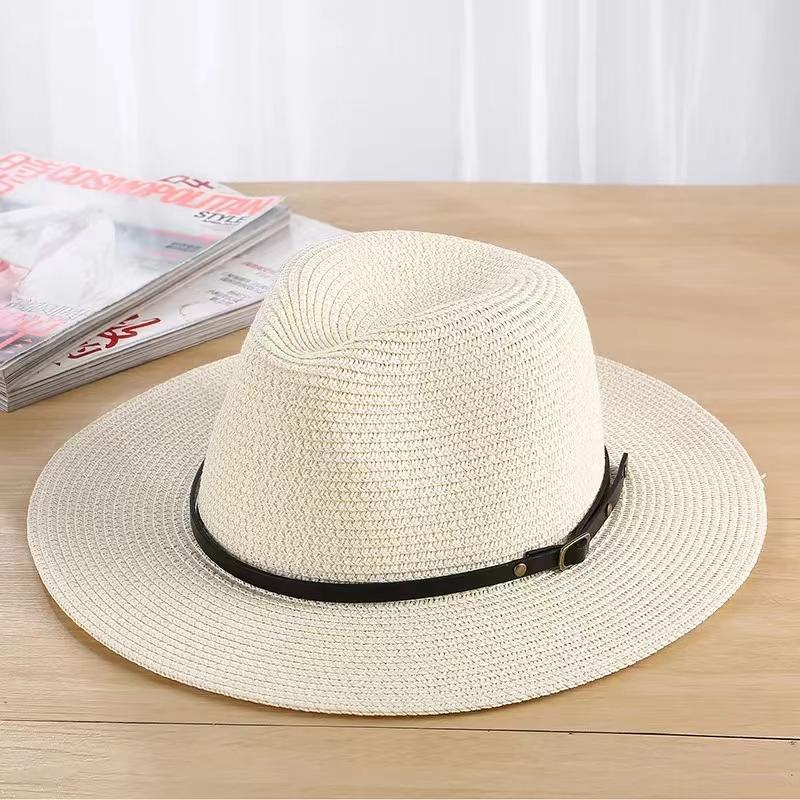 Classic New Women Men Summer Toquilla Straw Sun Hat For Elegant Lady Wide Brim Homburg Fedora Sunbonnet Beach Sunhat Panama Cap