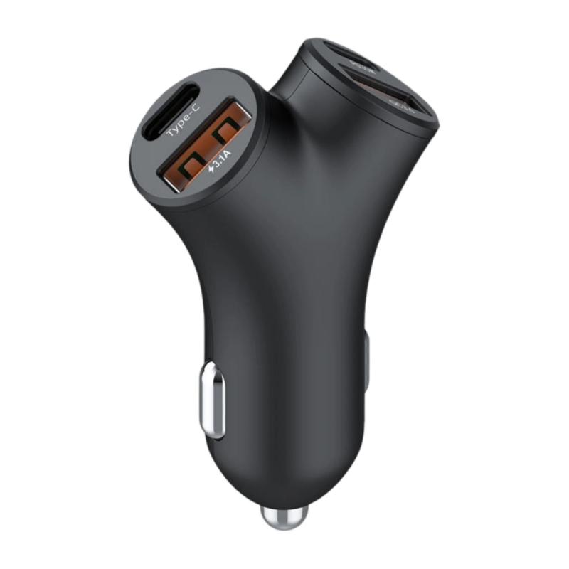 

Quick 48W 4 Slot Vehicle Charger Two High Current Outputs USB C Compatibility For Multiple Electronic Devices чёрный