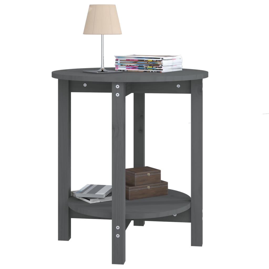 Coffee Table, Grey, Ø 55x60 Cm, Solid Pine Wood