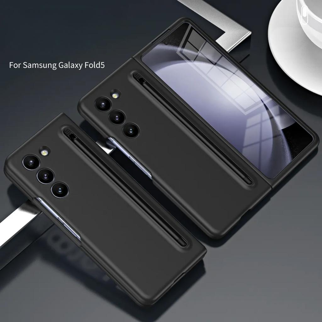 Για Samsung Galaxy Z Fold 5 4 3 Θήκη Ματ, φιλική προς το δέρμα, πολύχρωμη με σκληρυμένη μεμβράνη και πτυσσόμενο σκληρό κάλυμμα με πένα αφής