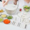ZATAO Essoreuse à Salade Slicer Coupe-Légumes Multifonctionnel, 12 Fonctions en 1 Appareil, 6 Lames, Support de Sécurité, Essorage, Tranchage, Râpage, Blanc d'Œuf
