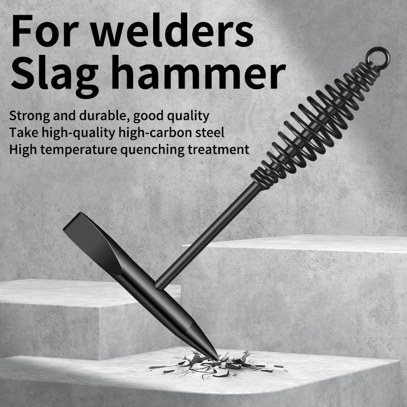 Welding Chipping Hammer - Rust Removal & Slag Cleaning Tool with Spring Handle and Hook for Glass Breaking & Ice Chipping