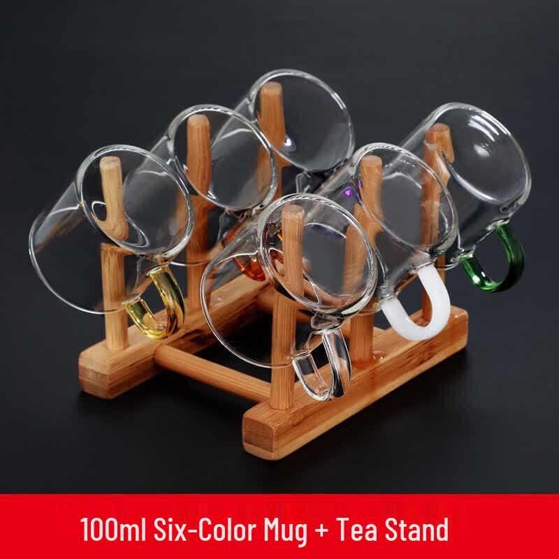 Heat-Resistant Glass Gongfu Tea Cups - Set of 6 with Handles