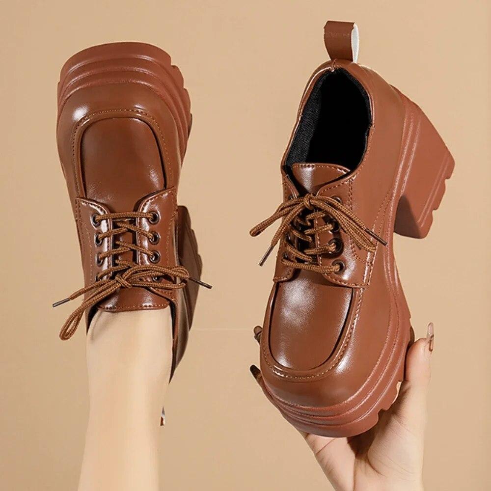 Lolita Shoes for Women Mary Jane 2023 Lace Up Loafers Girls Students JK Uniform High Heels Platform Shoes Cosplay Female Shoes