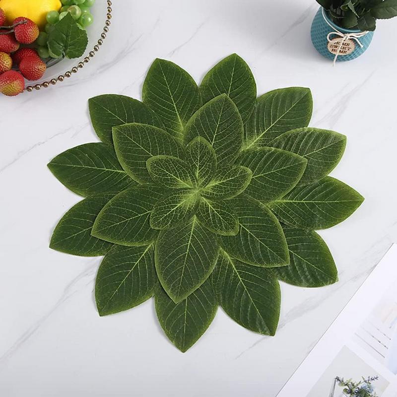 Sottopiatto Resistente al Calore Decorazione Tavola Forma Foglie Verdi Sottopiatto a Prova di Calore Lavabile Sottopiatti per Tavola da Pranzo Isolamento Termico Tavolo