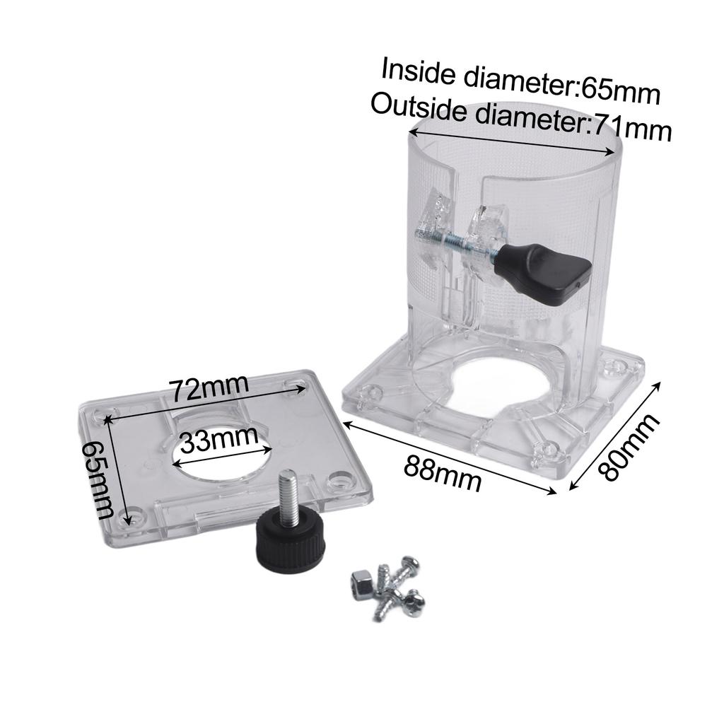 Base Assembly for 3701 3703 Trimmer Router with Clear Plastic Design to Improve Accuracy in Edge Banding Adjustments