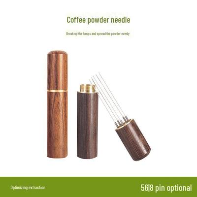Portable Stainless Steel Coffee Stirring Needle with Solid Wood Handle