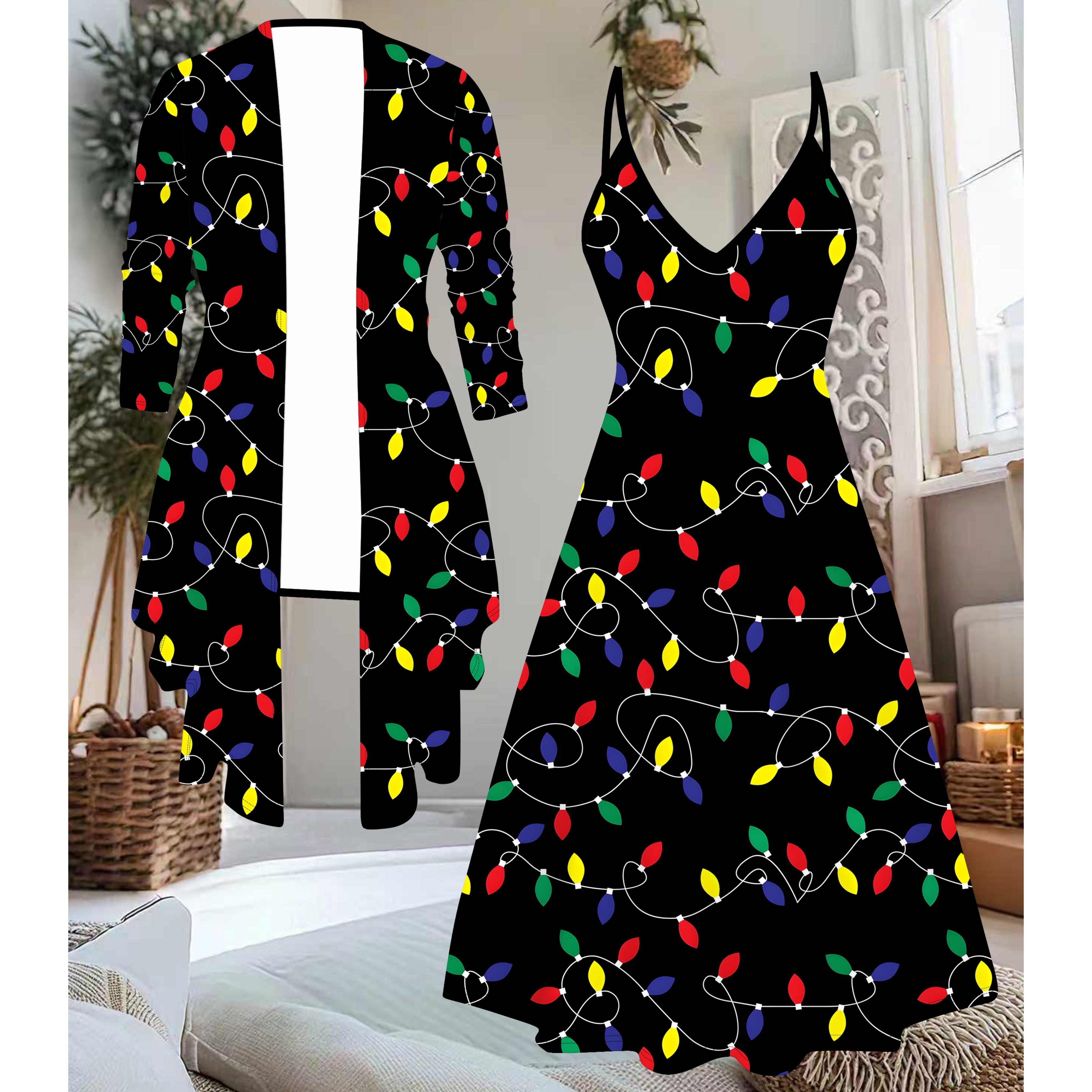 

3D Рождественский Принтованный Набор Платье Пальто на День Святого Валентина, Эксцентричный Классический Тотем Модный Принт, подходит для Различных Сцен Модных Стилей XXL жёлтый