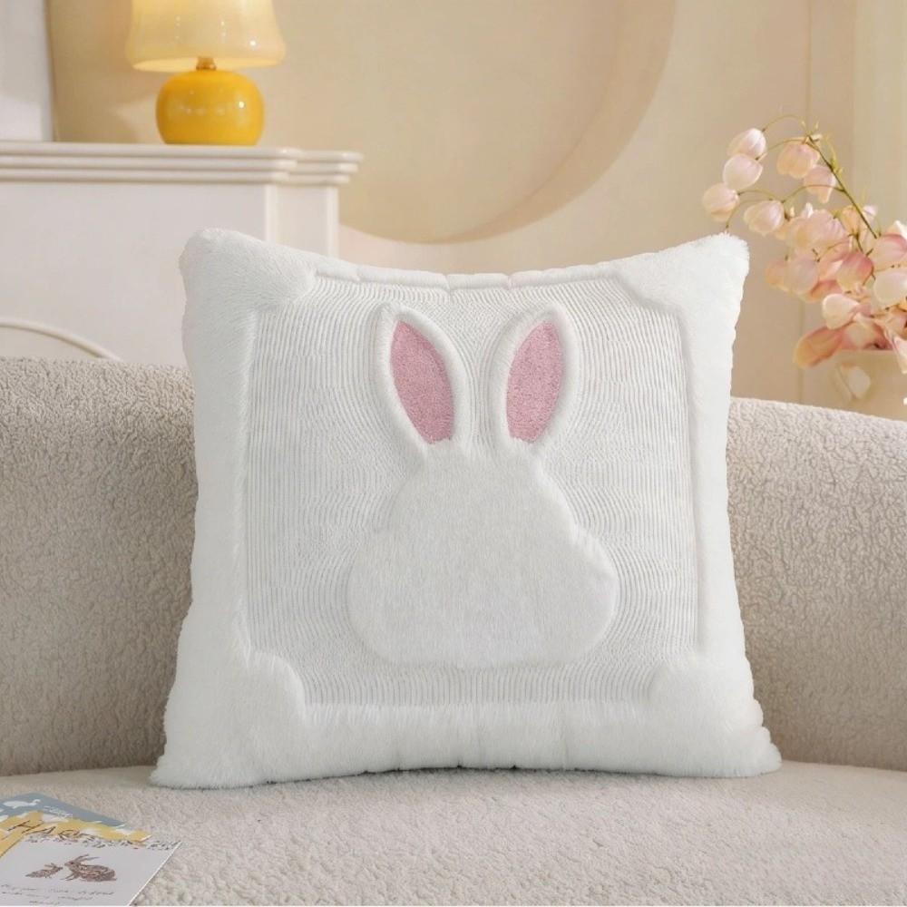 Cute Cartoon Easter Bunny Pillow Cover Cozy Decorative Rabbit Pattern Pillowcase Soft Pillowslip Gifts