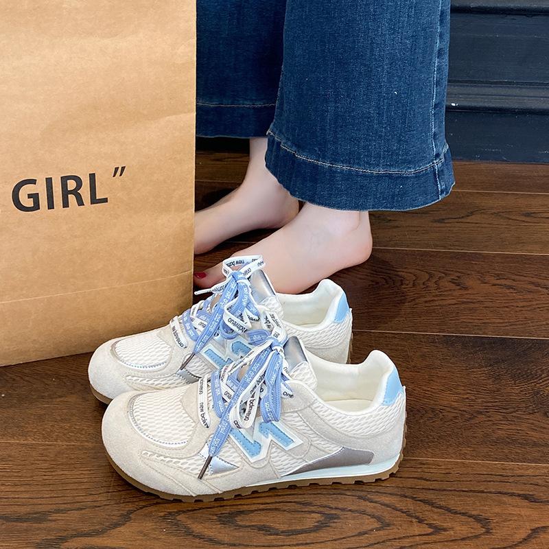 New Mesh Blue 2025 Summer Breathable Retro German Training Shoes Women's Super Fire Casual Platform Sports Forrest Gump Board Shoes