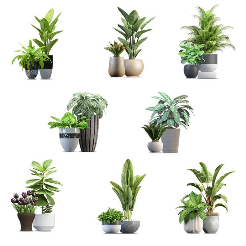 2Pcs Green Plant Potted Wall Decal Waterproof Removable Wall Sticker for Bedroom Living Room Study Room Home Decor