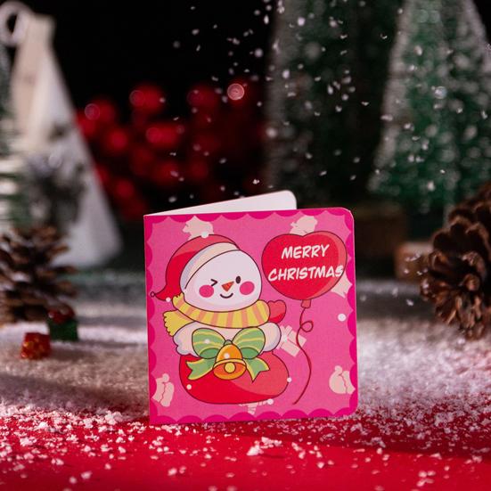 Christmas Party Favors 10Pcs Merry Greeting Cards Set, Folding Cartoon Blank Note Cards, Festive Blessing for Holiday Gift Paperboard