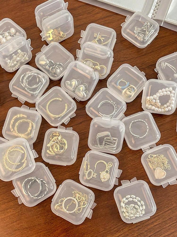 10/20/50PCS Empty Plastic Clear Mini Empty Square Small Boxes Jewelry Ear Plugs Container Nail Art Decor Diamond Storage Case