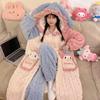 Women's Winter Coral Fleece Robe and Pants Sleepwear Set