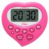 YNAC LINKSY Heart-Shaped Joyful Timer with Clock, Water-Resistant, LT801PPA, 7.6 X 7.8 X 1.6 Cm, Pink, Makes Waiting Time Enjoyable