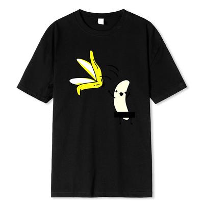 Men Banana Disrobe Overcoat Funny Print T-shirt Humor Joke Hipster T-Shirt Soft Cotton Casual T Shirts Outfits Streetwear