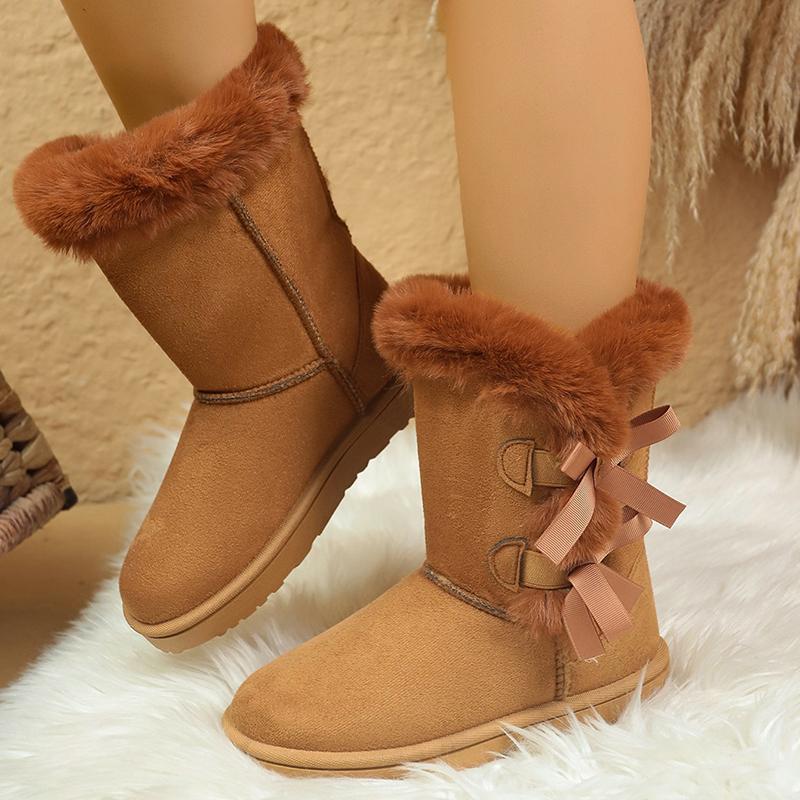 

Fashion Winter Mid-calf Boots Thick Plush Thick Sole Non-slip Fashion Solid Color Women Boots Classic Retro Long Boots Size 37-42 37 коричневый