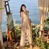 Design Sense Fairy Lace Suspender Long Skirt Heavy Industry Coffee Break Backless Seaside Vacation Dress