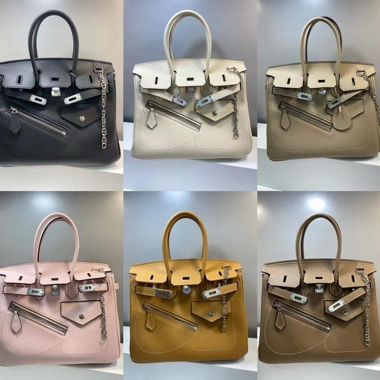 Ml2024 Echtes Leder Damentasche Swift Leather 25 Parodie Weiche Oberschicht Rindsleder Punkkette Platintasche Handgehaltenes diagonales Kreuz