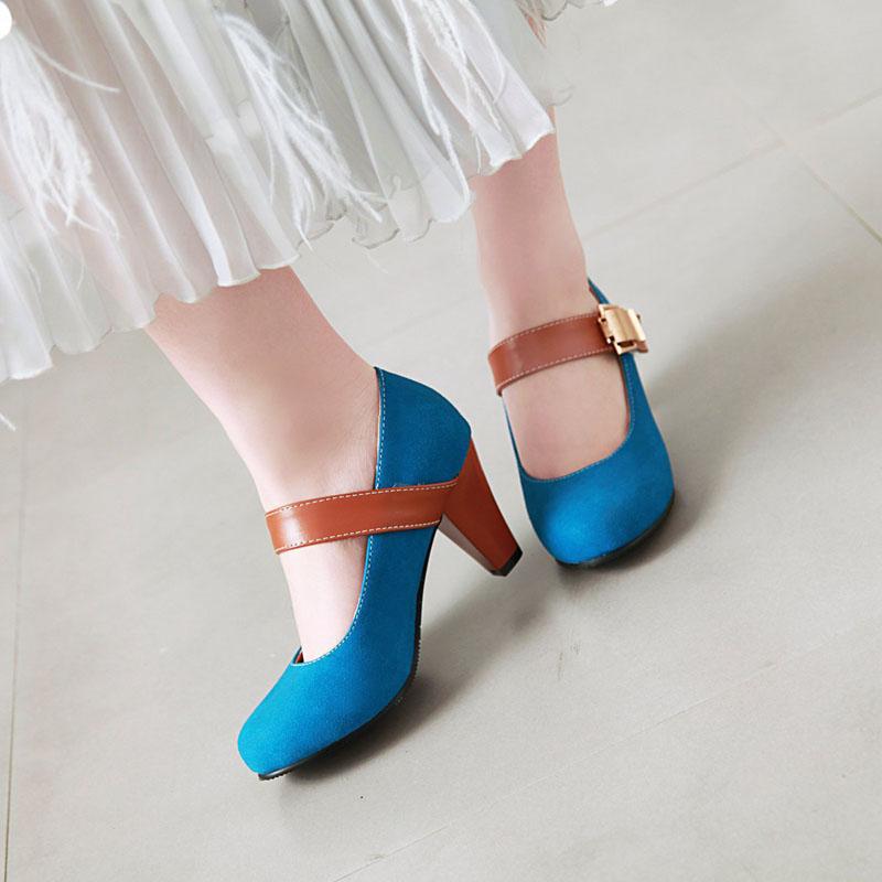 Custom Mary Jane Pumps Shoes Women 2025 New Autumn Thick Heel 7.5cm Contrast Color Office Lady Work Shoes Female Pumps WSH5249