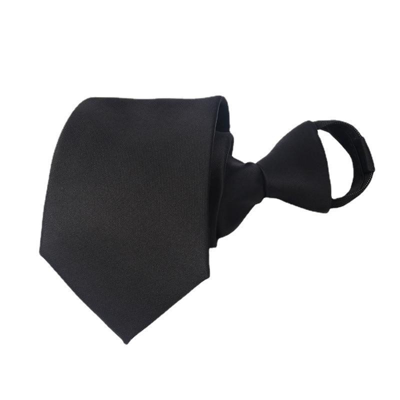 Lazy Zipper Tie 8Cm Black Glossy Men'S Business Free Pull Tie Formal Wear Easy To Pull Tide