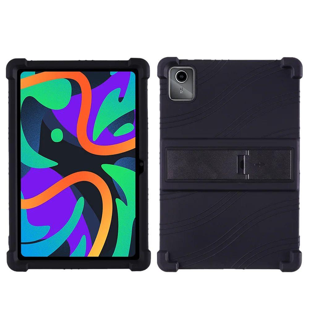 Étui pour Tablette Tab M11 Coque de Protection en Silicone Sécurisée Résistante aux Chocs avec Support noir