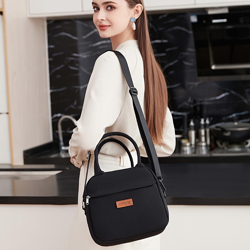 Non Food Contact Insulated Lunch Bag with Shoulder Strap Large Capacity, Oxford Fabric, Black White Design